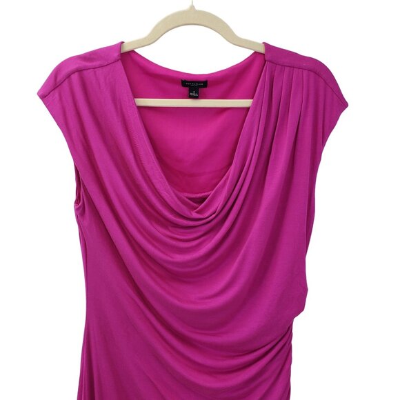 Ann Taylor Side Ruched Drape Neck Dress Size 4 - Picture 4 of 6